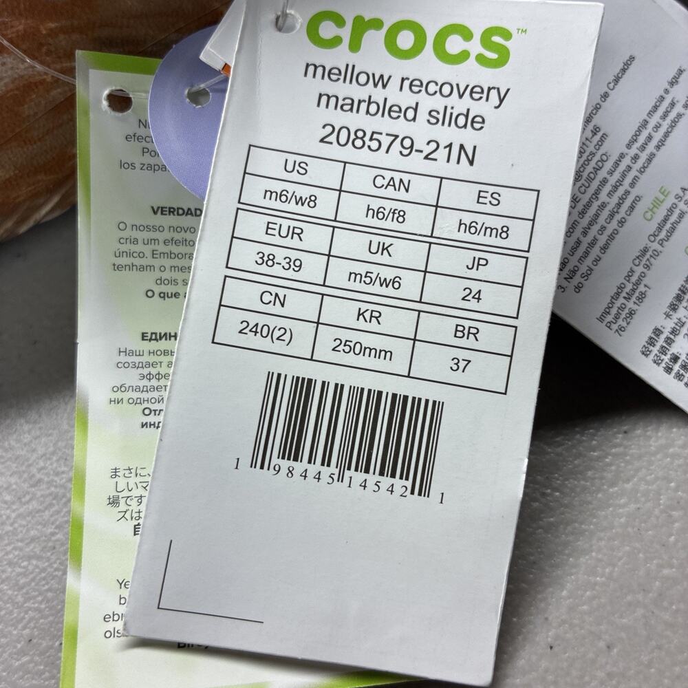 New Crocs Mens 6 Or Women’s 8 Mellow Slides Sandal Marbled 208579-21N - Picture 5 of 6